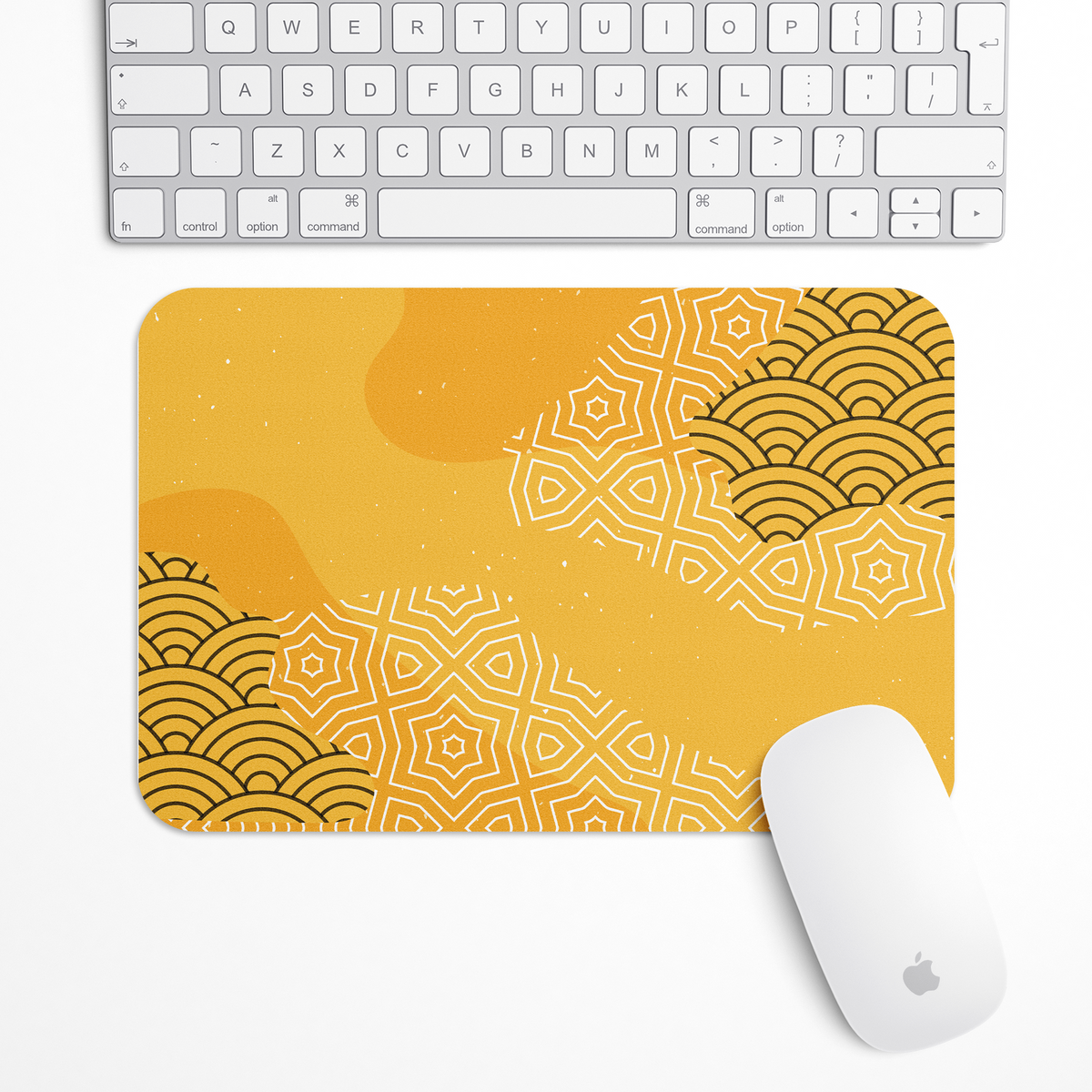 Golden Seigaiha Pattern Gaming Mouse Pad