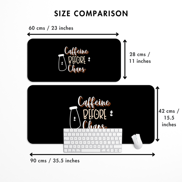 Caffeine before chaos Coffee Desk Mat | Desk Pad | Mouse Pad
