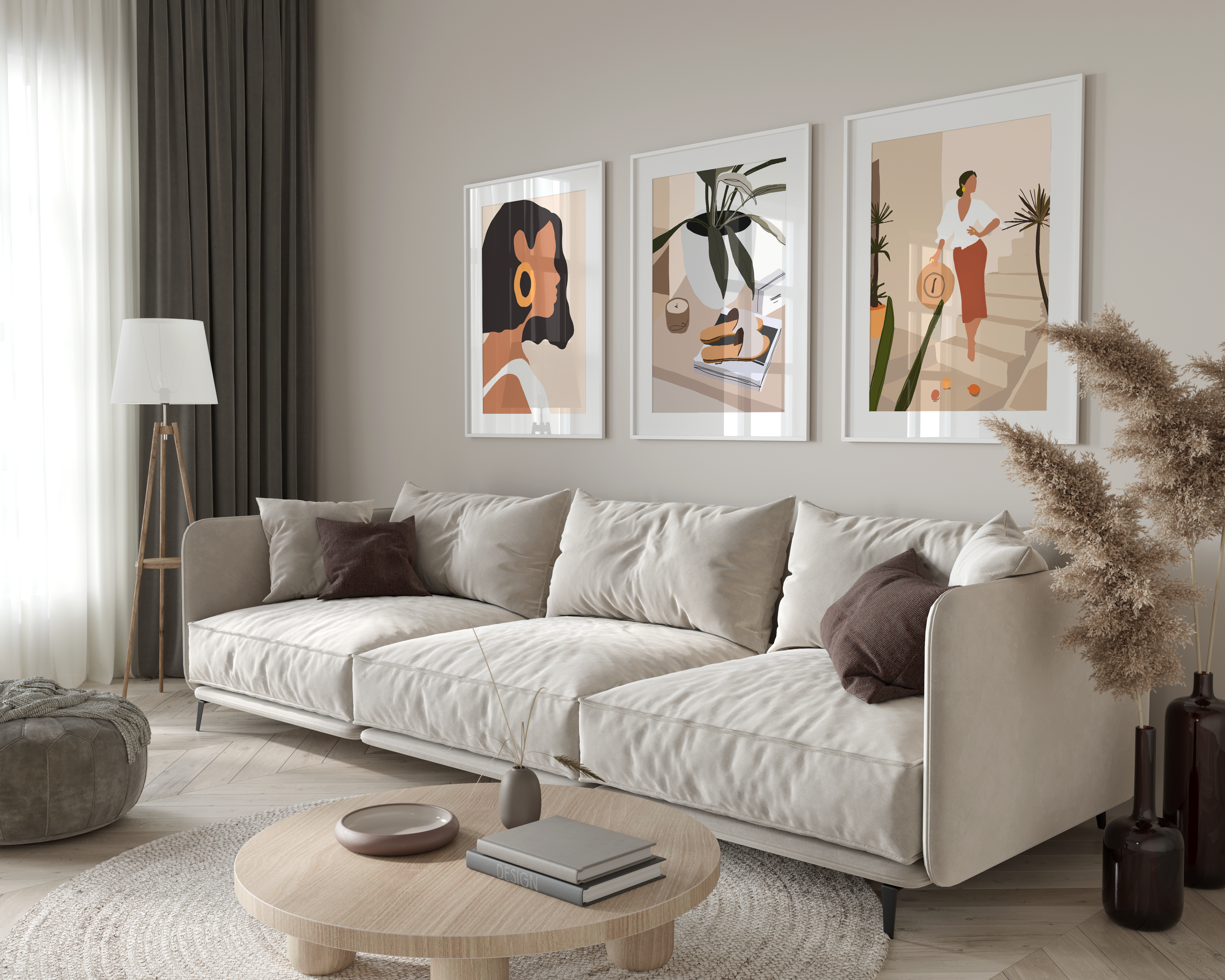 Set of 3 Women Modern Wall Art