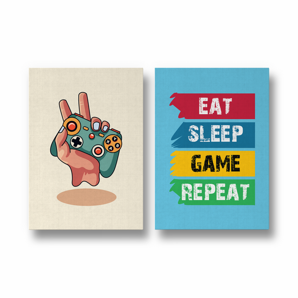 Eat Sleep Game Repeat Set of 2 Gamer Posters