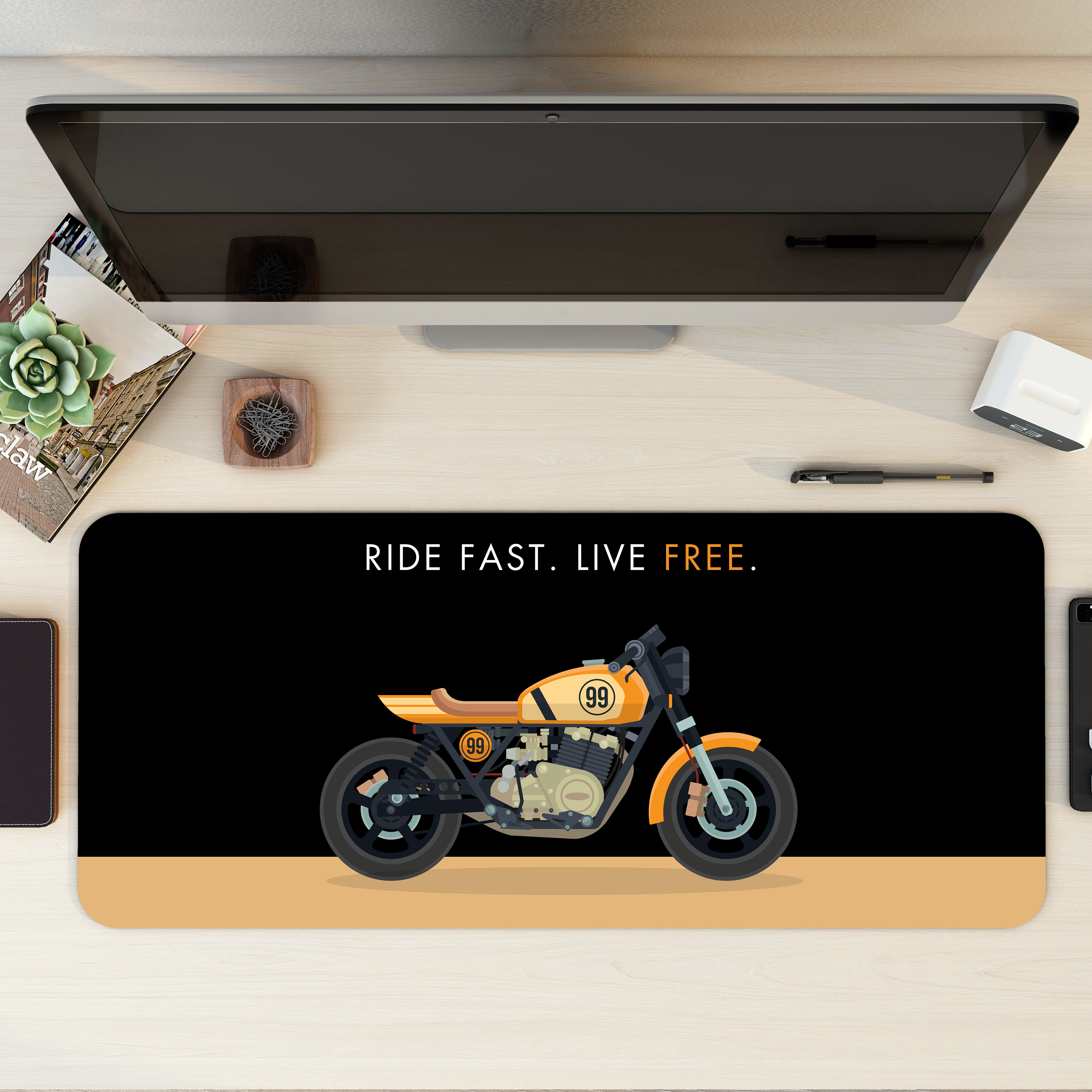 Ride Fast Live Free Bike Desk Mat | Desk Pad | Mouse Pad