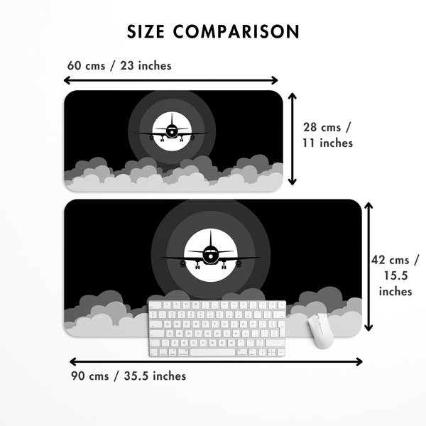 Airplane in Dark Sky Desk Mat | Desk Pad | Mouse Pad