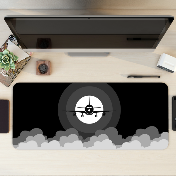 Airplane in Dark Sky Desk Mat | Desk Pad | Mouse Pad