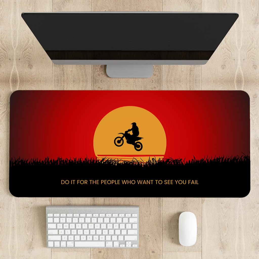 Bike in Sunset Desk Mat | Desk Pad | Mouse Pad