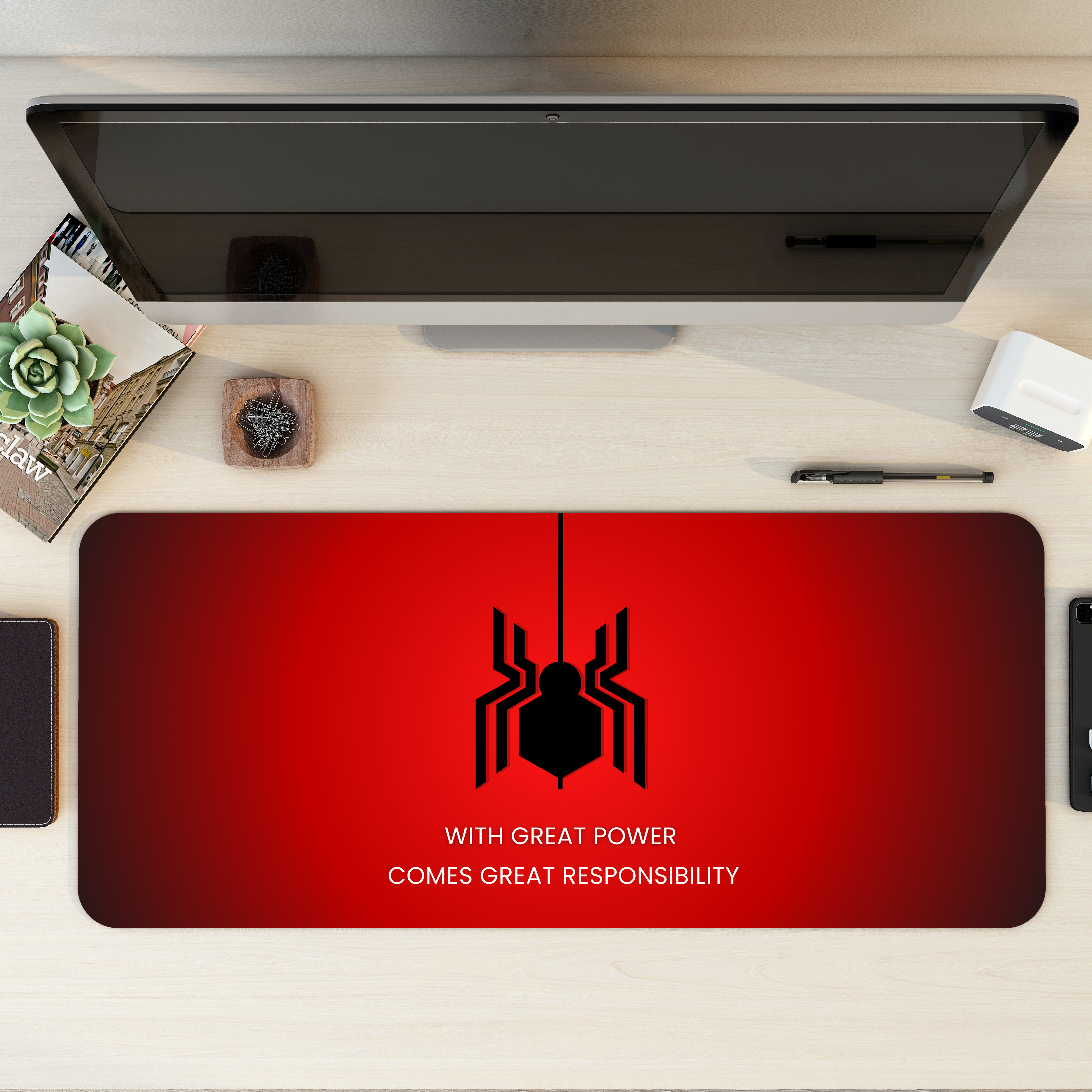 Spider - With great power | Desk Mat | Desk Pad | Mouse Pad