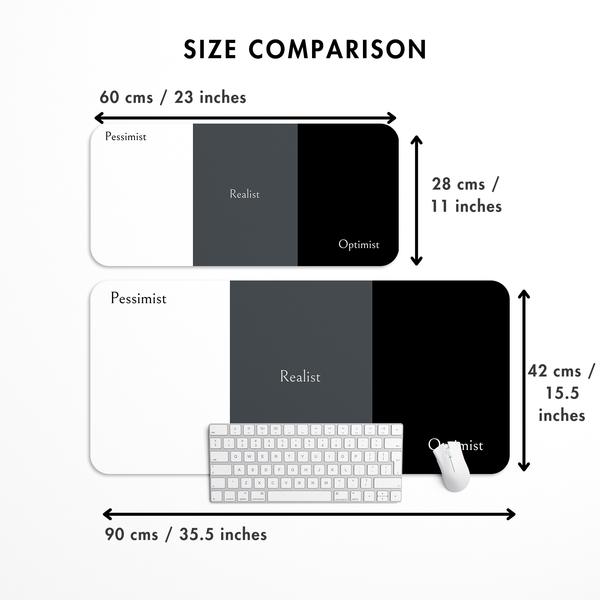Pessimist Realist Optimist Desk Mat | Desk Pad | Mouse Pad