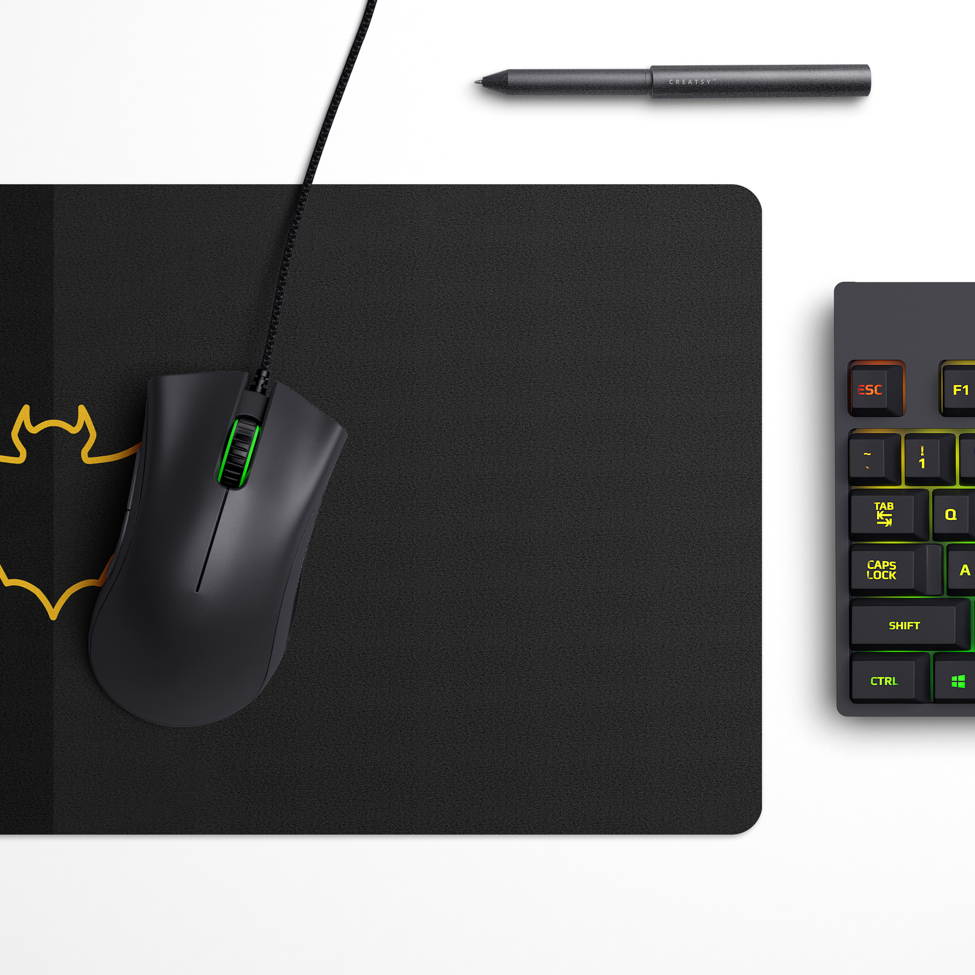 Golden Bat Symbol Desk Mat | Desk Pad | Mouse Pad