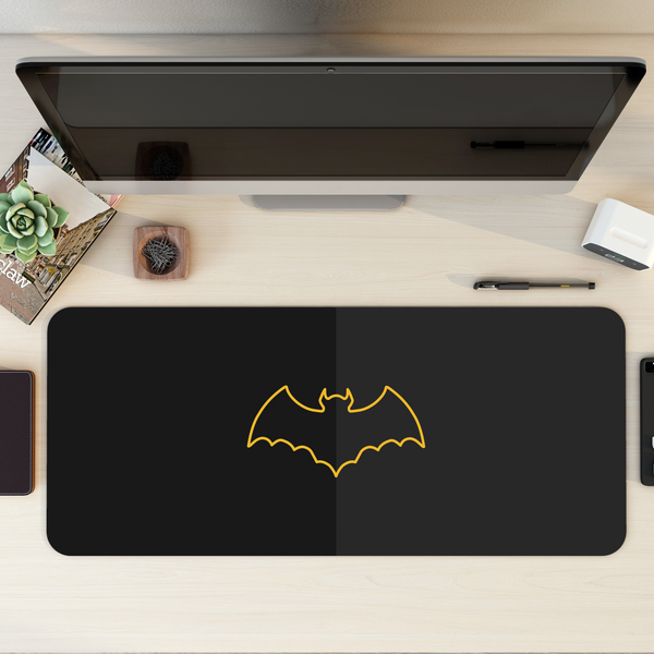 Golden Bat Symbol Desk Mat | Desk Pad | Mouse Pad