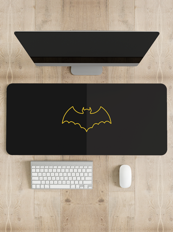 Golden Bat Symbol Desk Mat | Desk Pad | Mouse Pad