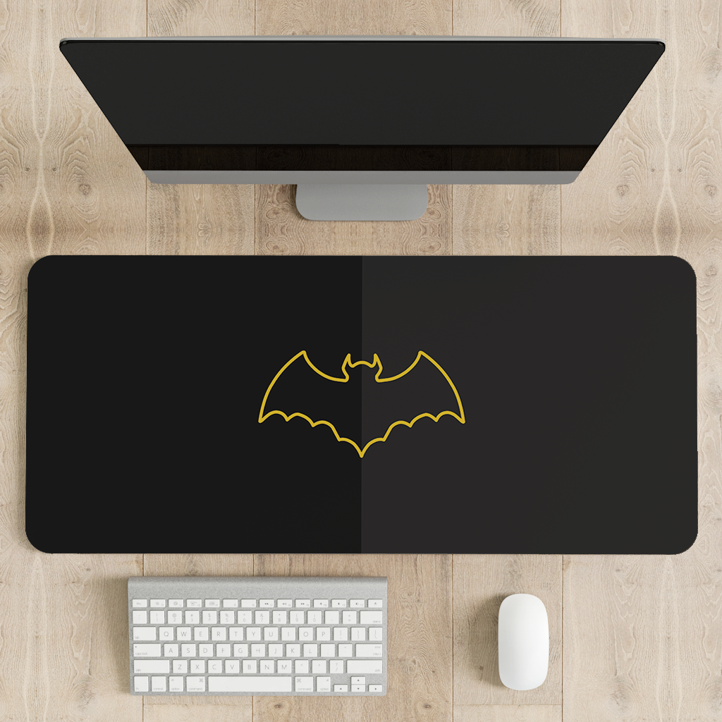 Golden Bat Symbol Desk Mat | Desk Pad | Mouse Pad