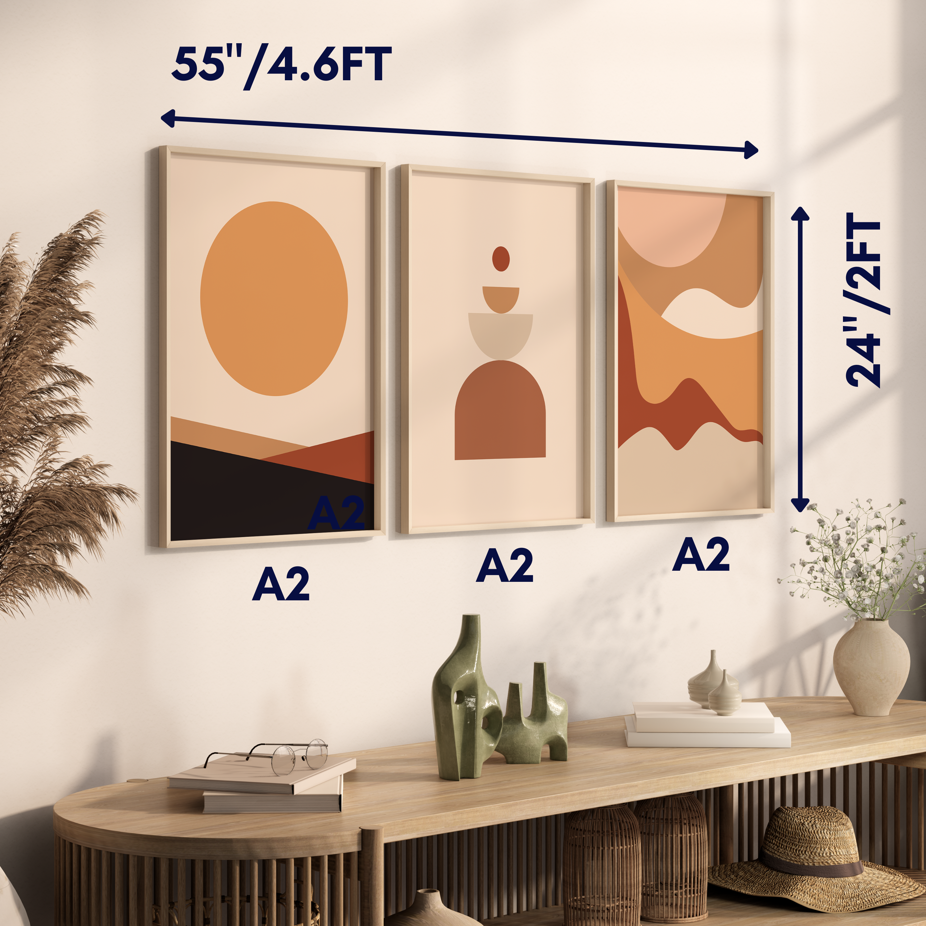 Set of 3 Abstract Geometric Wall Art