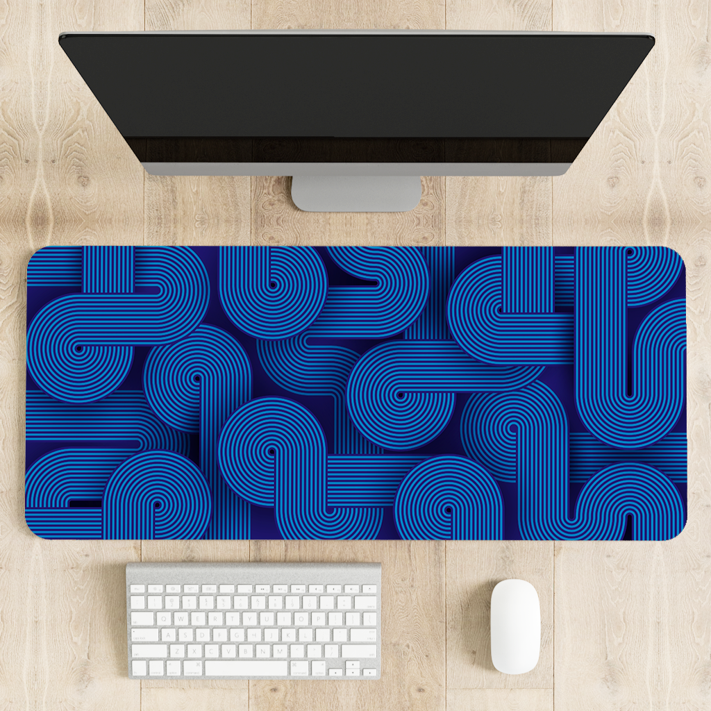 Blue Geometric Pattern Desk Mat | Desk Pad | Mouse Pad