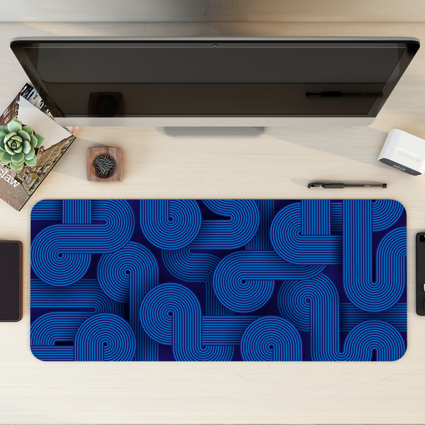 Blue Geometric Pattern Desk Mat | Desk Pad | Mouse Pad