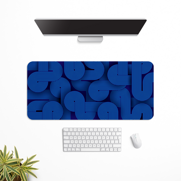 Blue Geometric Pattern Desk Mat | Desk Pad | Mouse Pad