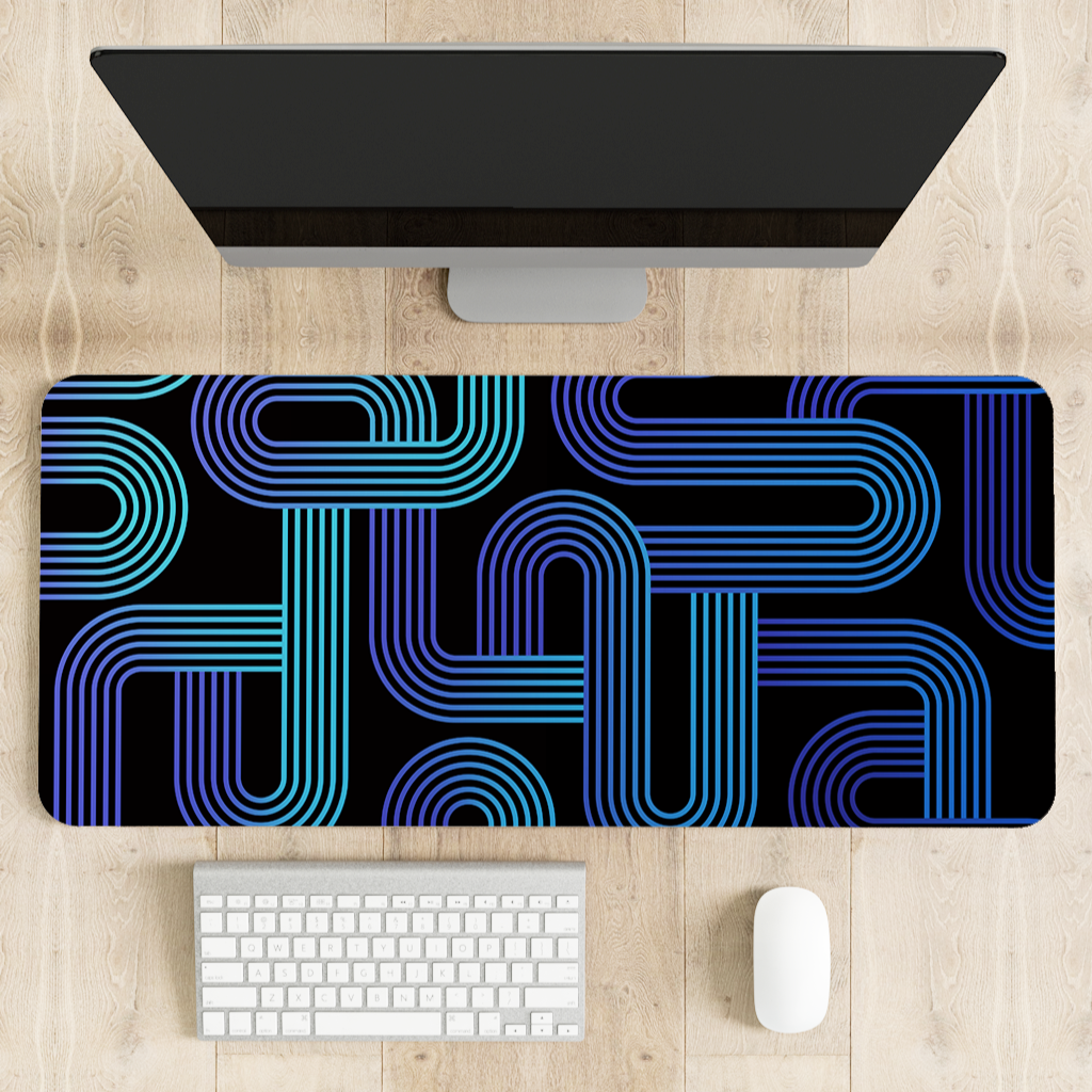 Dark Blue Geometric Pattern Desk Mat | Desk Pad | Mouse Pad