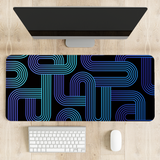 Dark Blue Geometric Pattern Desk Mat | Desk Pad | Mouse Pad