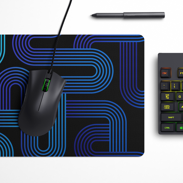 Dark Blue Geometric Pattern Desk Mat | Desk Pad | Mouse Pad