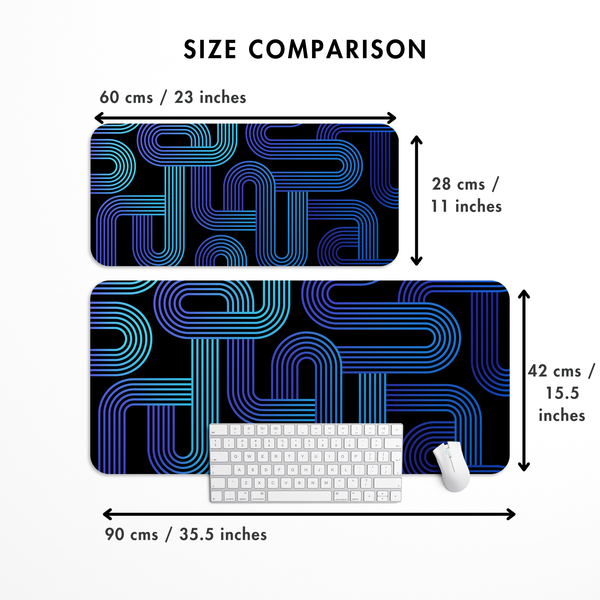 Dark Blue Geometric Pattern Desk Mat | Desk Pad | Mouse Pad