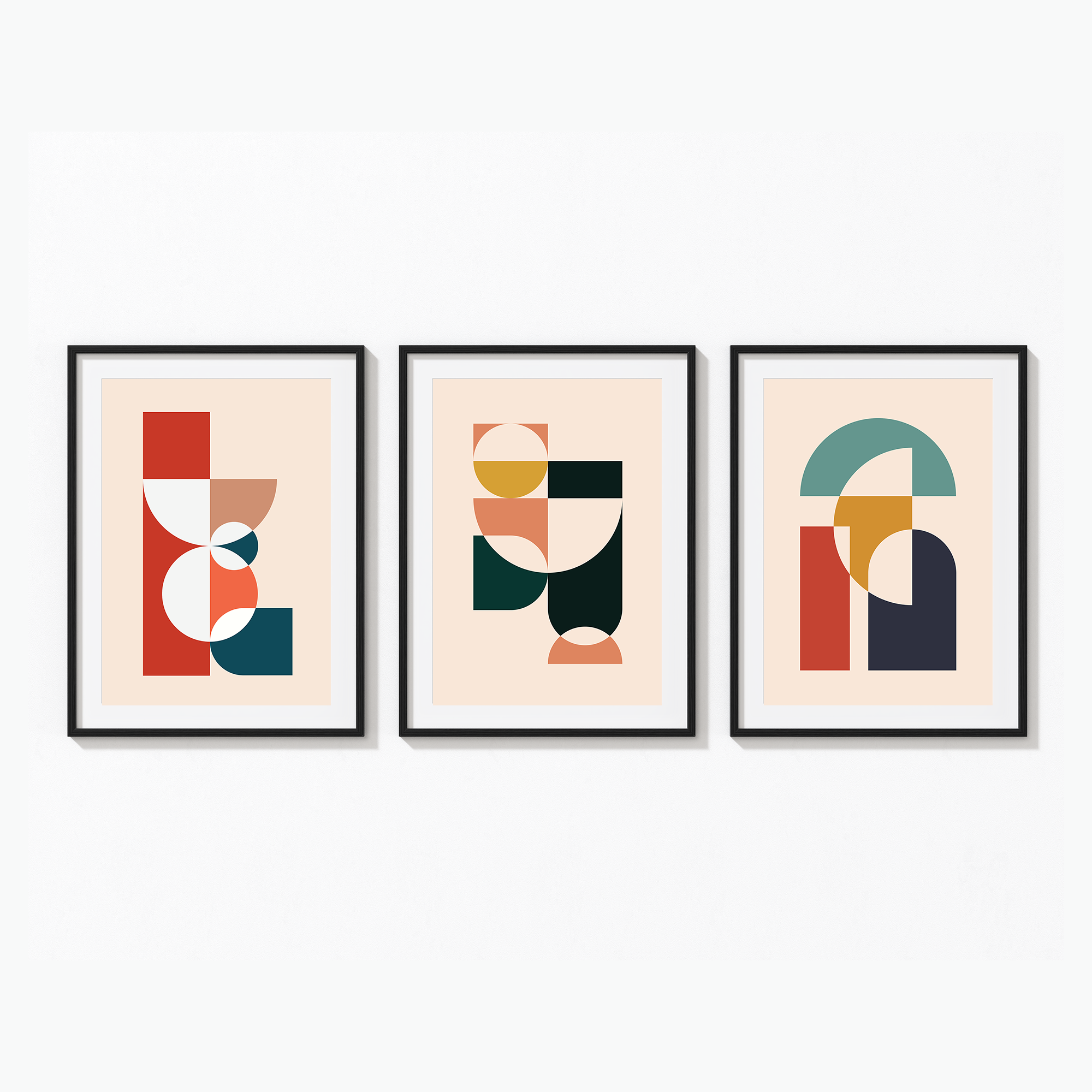 Set of 3 Geometric Modern Wall Art