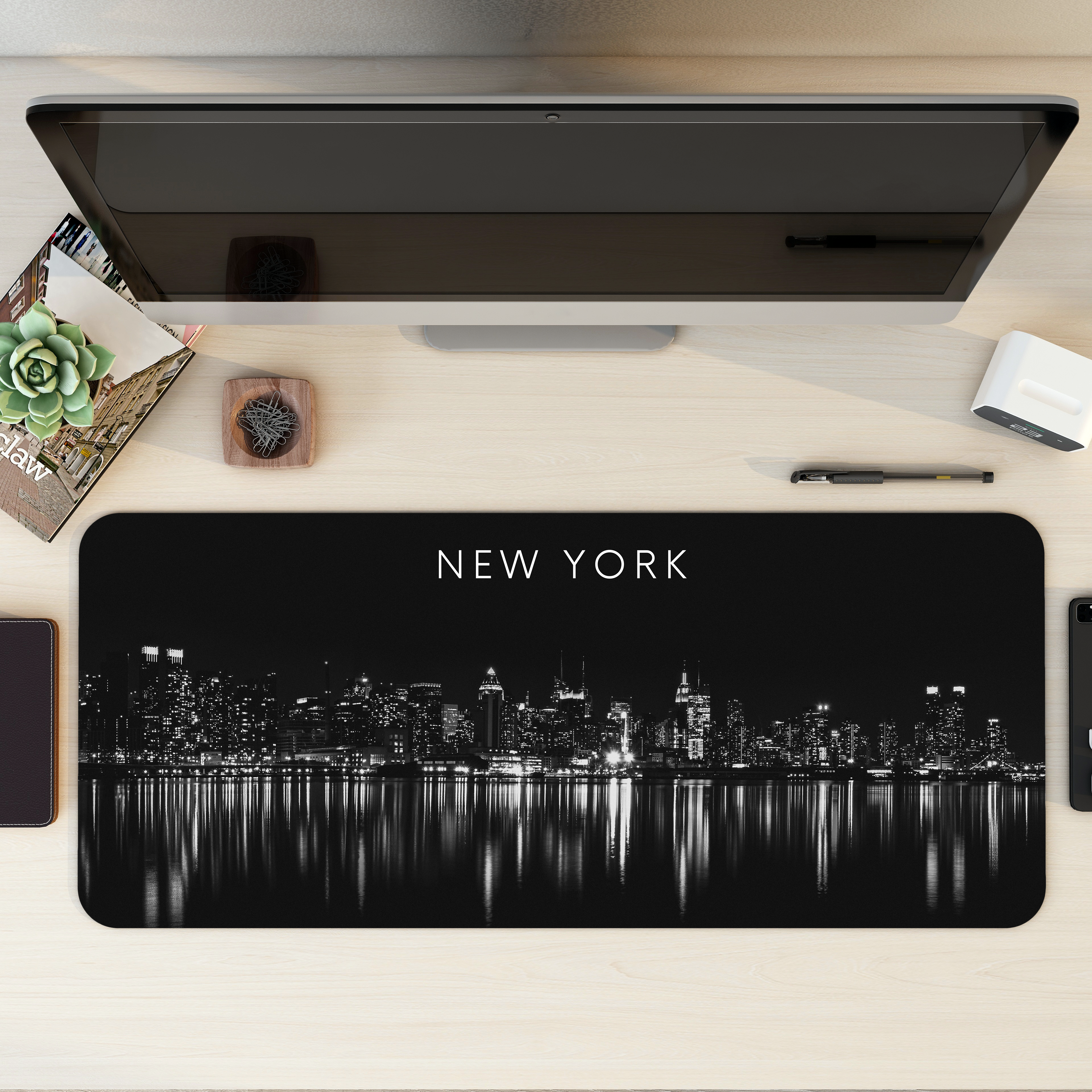 New York night skyline Desk Mat | Desk Pad | Mouse Pad