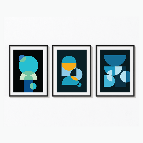 Set of 3 Geometric Modern Wall Art