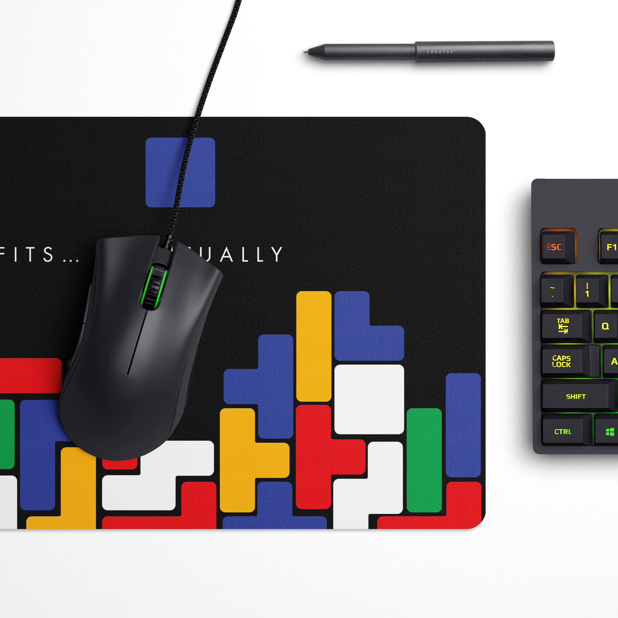 Tetris Dark Desk Mat | Desk Pad | Mouse Pad