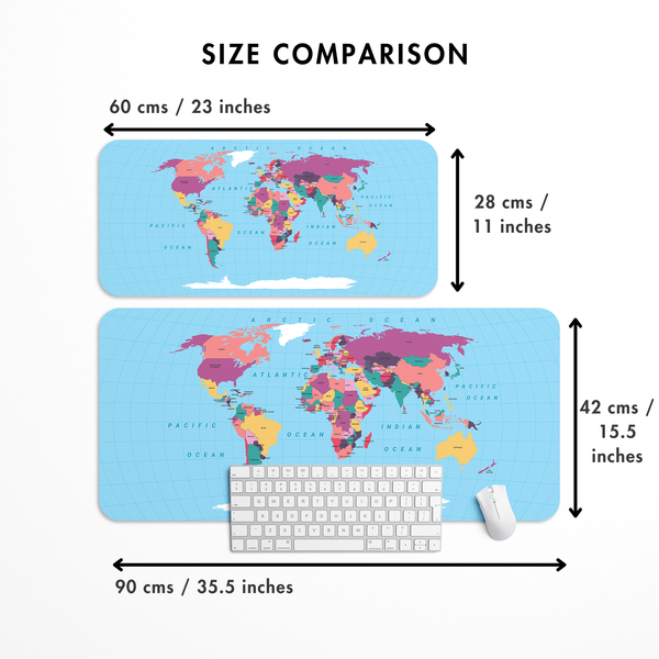 World Map Desk Mat | Desk Pad | Mouse Pad