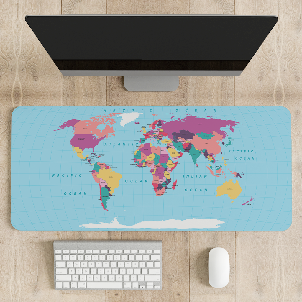 World Map Desk Mat | Desk Pad | Mouse Pad