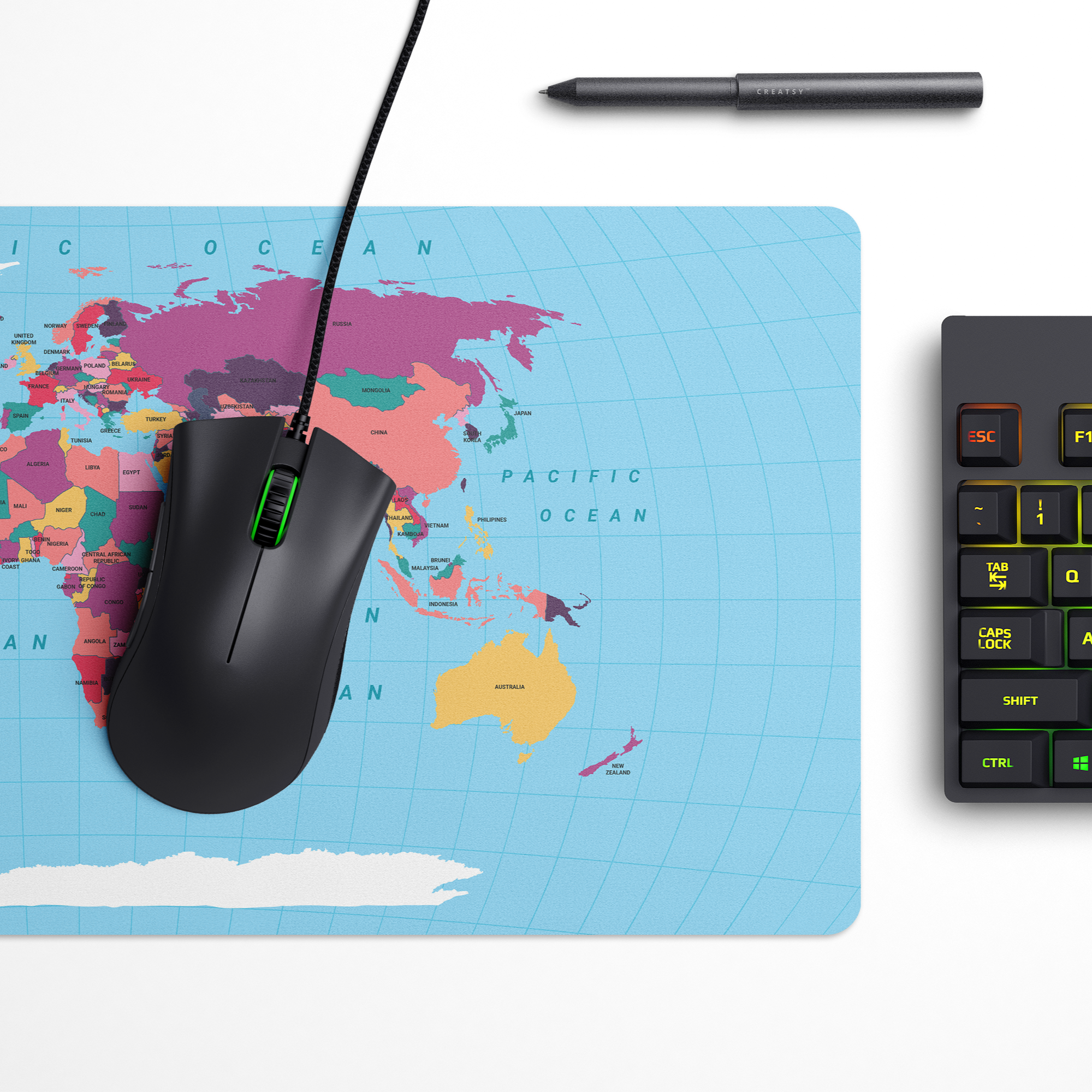 World Map Desk Mat | Desk Pad | Mouse Pad