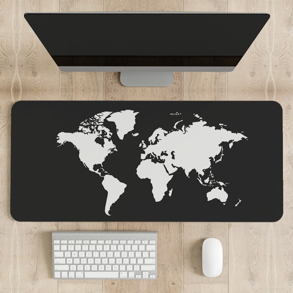 World Map Dark Desk Mat | Desk Pad | Mouse Pad
