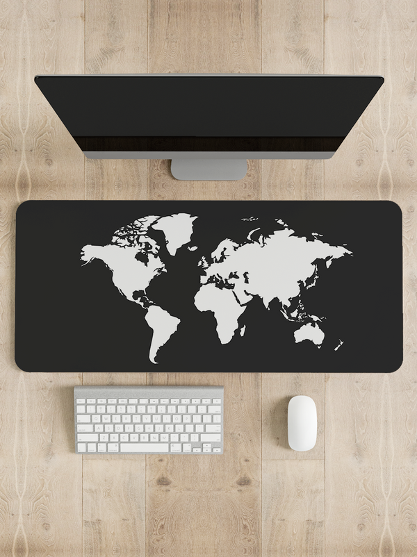 World Map Dark Desk Mat | Desk Pad | Mouse Pad