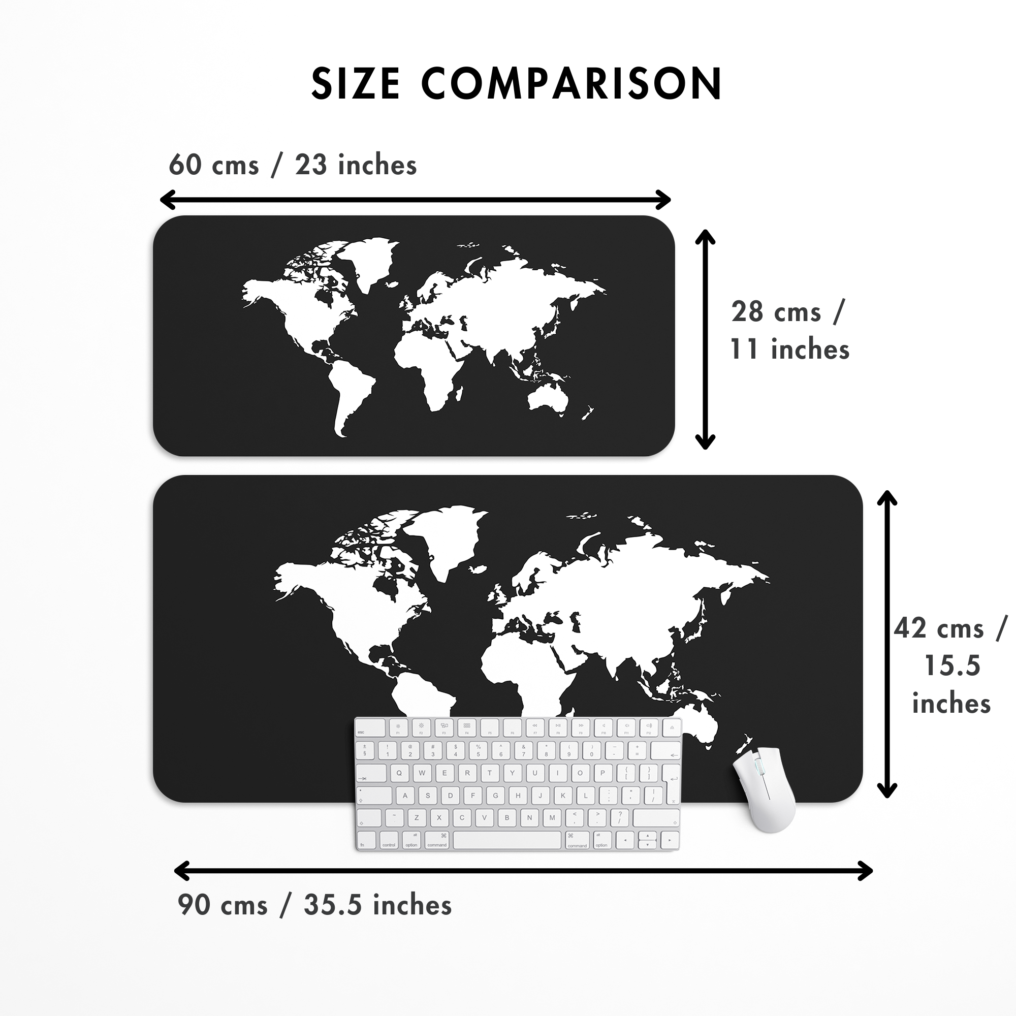 World Map Dark Desk Mat | Desk Pad | Mouse Pad