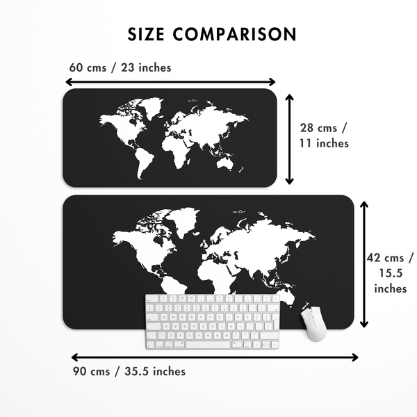 World Map Dark Desk Mat | Desk Pad | Mouse Pad