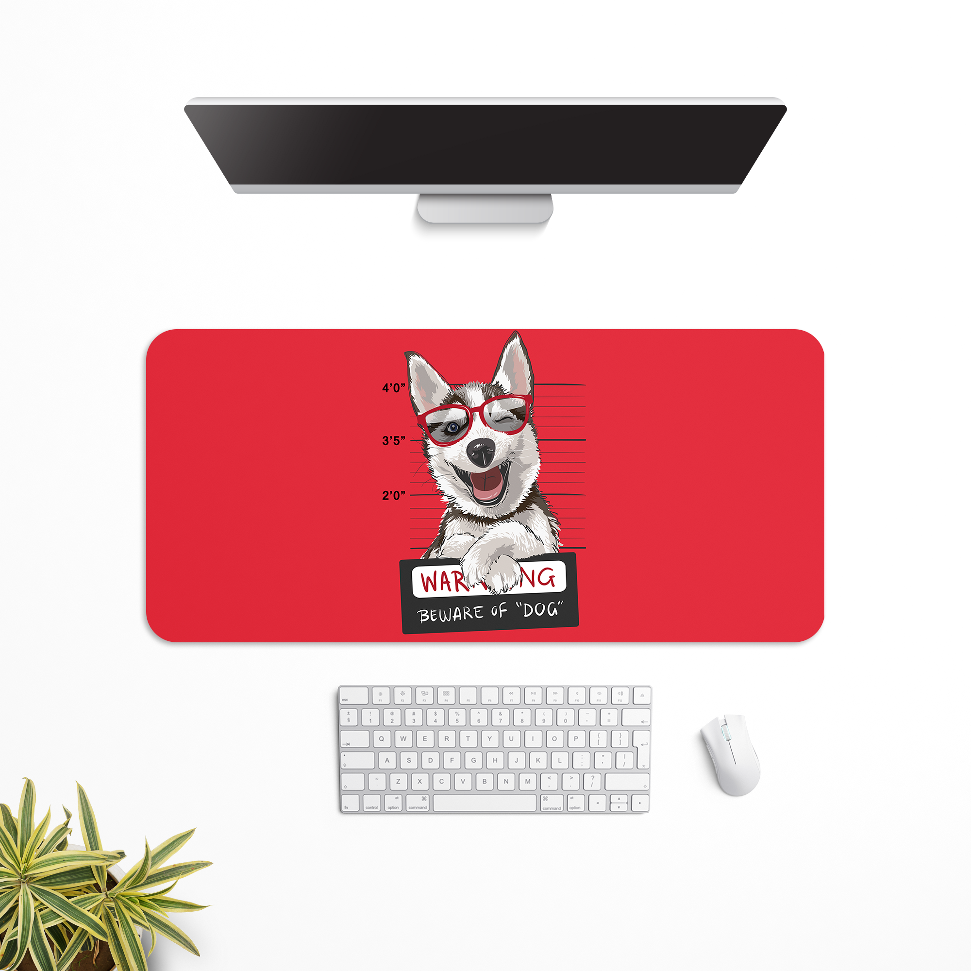 Cute beware of dog Desk Mat | Desk Pad | Mouse Pad