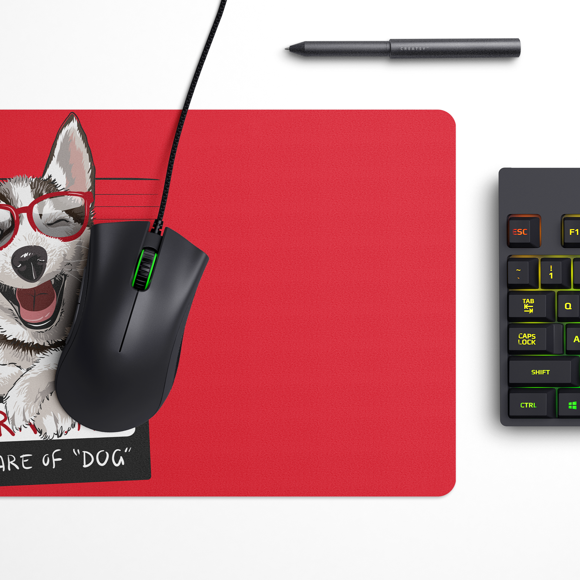 Cute beware of dog Desk Mat | Desk Pad | Mouse Pad