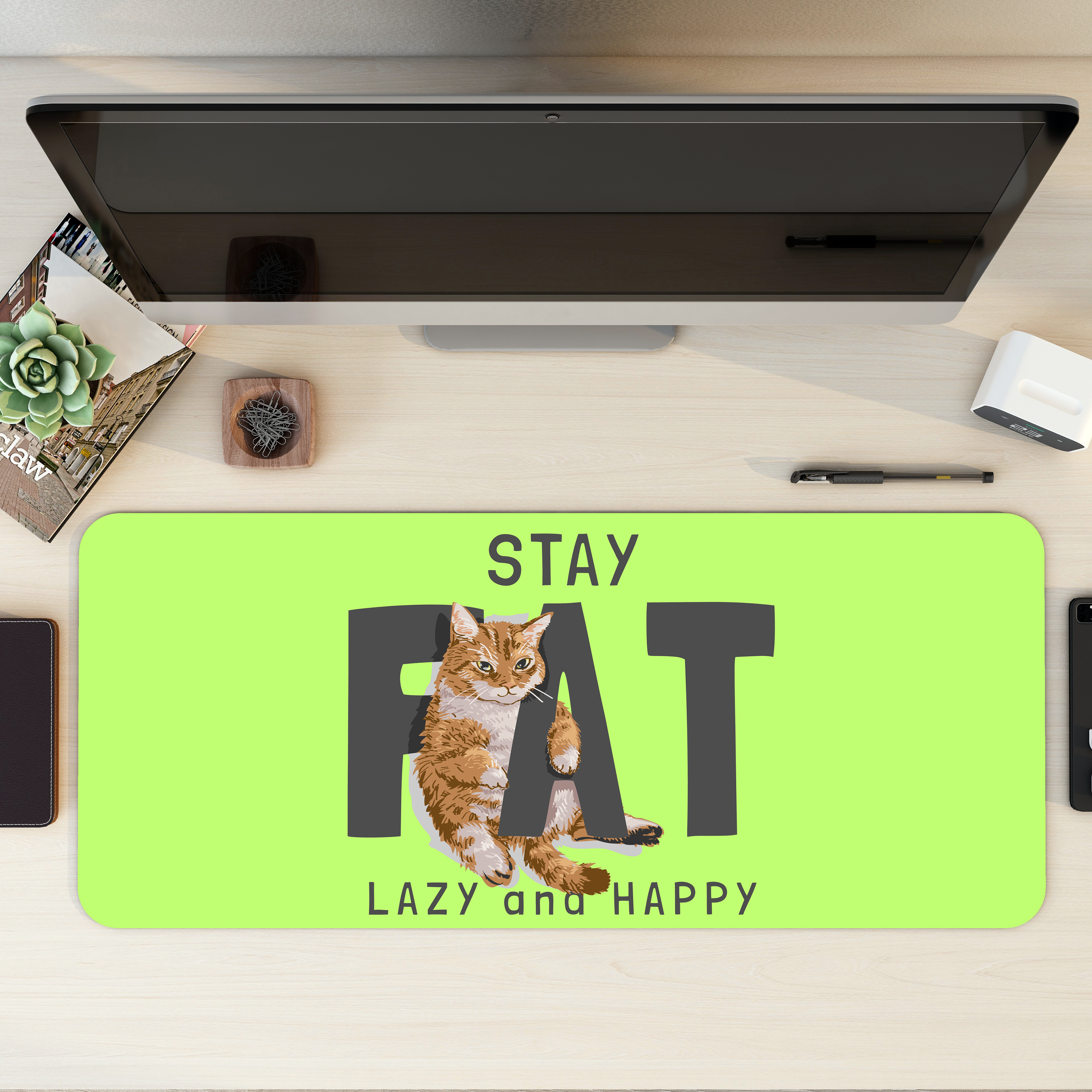 Cute Lazy Cat Desk Mat | Desk Pad | Mouse Pad