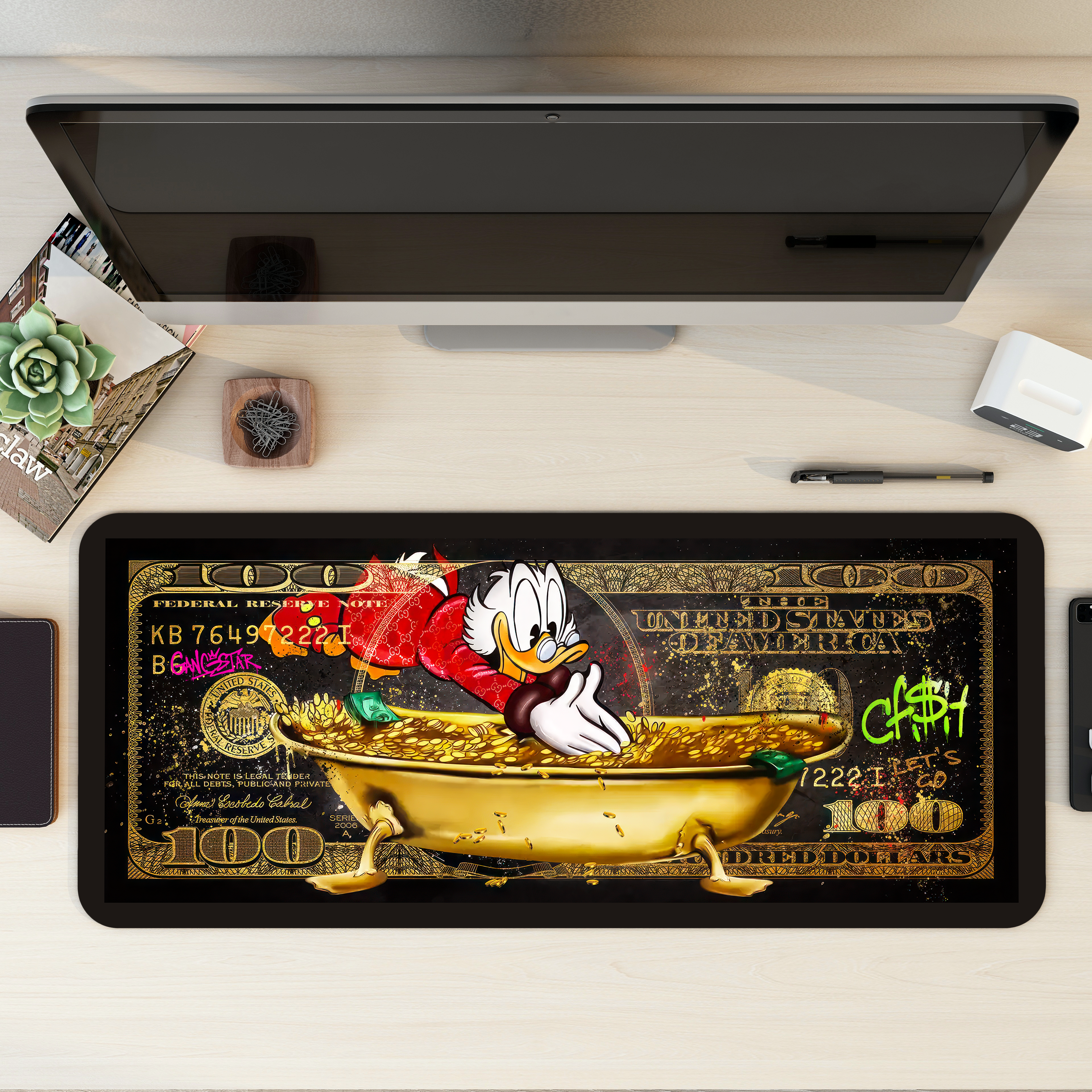 Dollar Bill Dive Desk Mat | Desk Pad | Mouse Pad