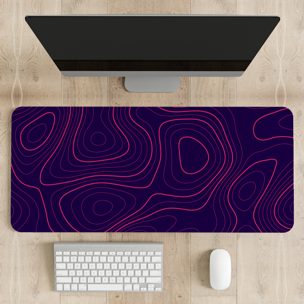 Crimson Pulse Topography Desk Mat | Desk Pad | Mouse Pad