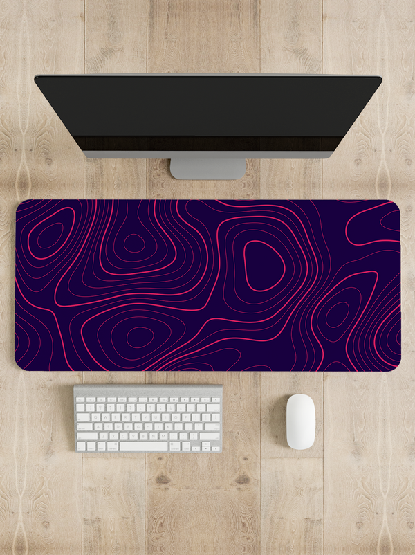 Crimson Pulse Topography Desk Mat | Desk Pad | Mouse Pad