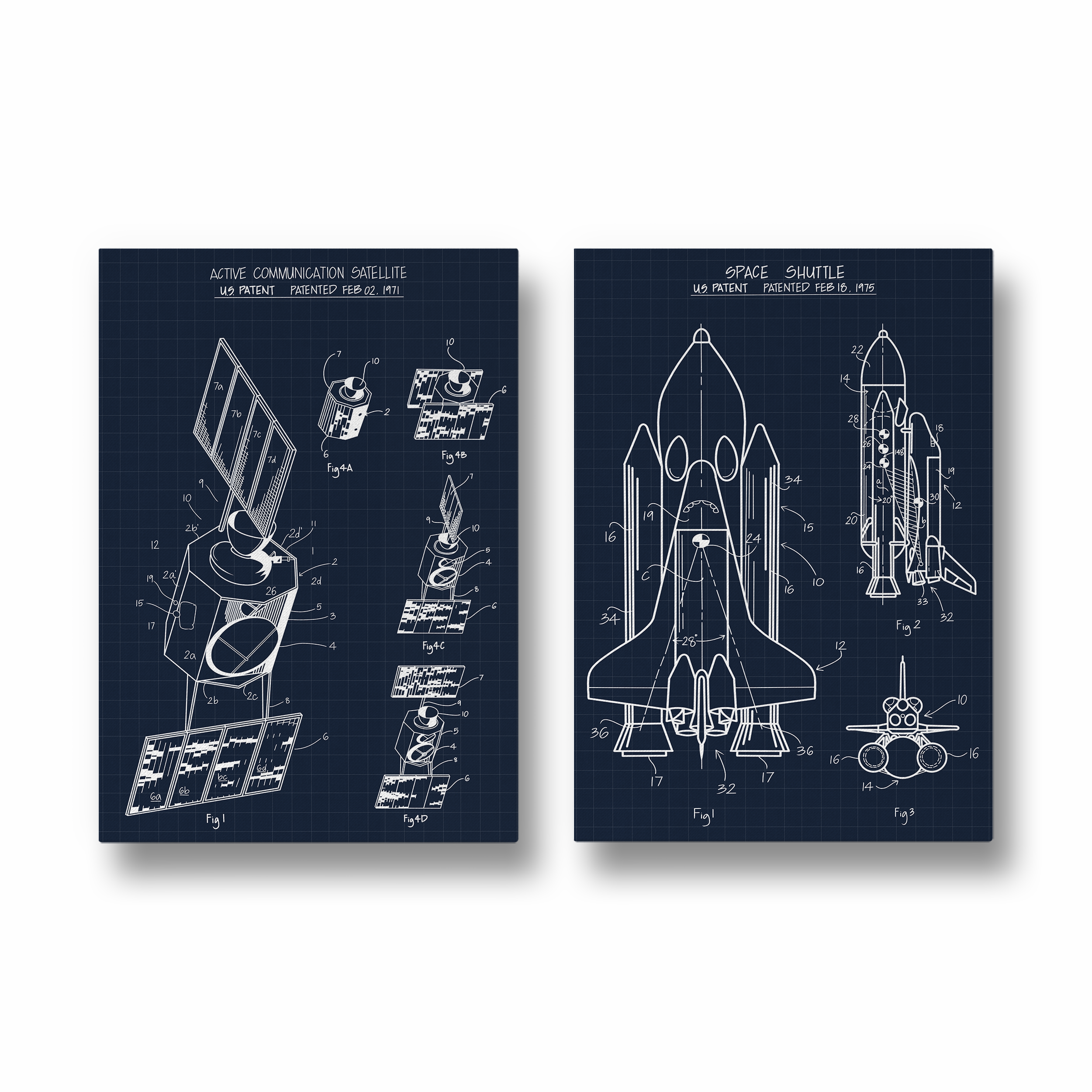 Space Shuttle & Communication Satellite Set of 2 Space Posters