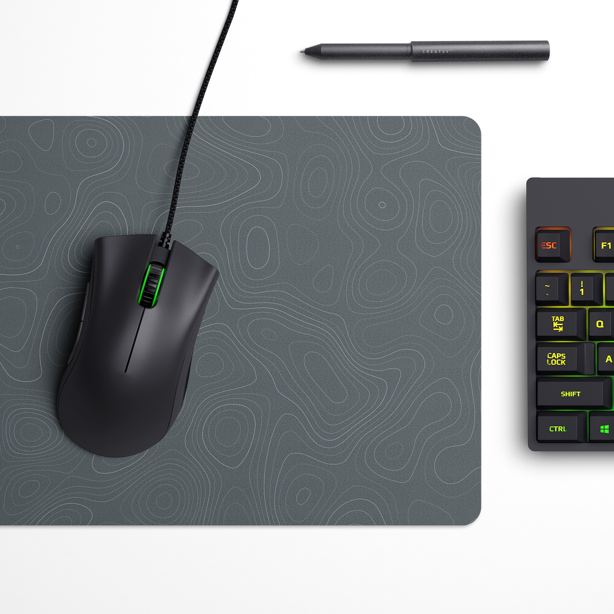Slate Horizon Topography Desk Mat | Desk Pad | Mouse Pad