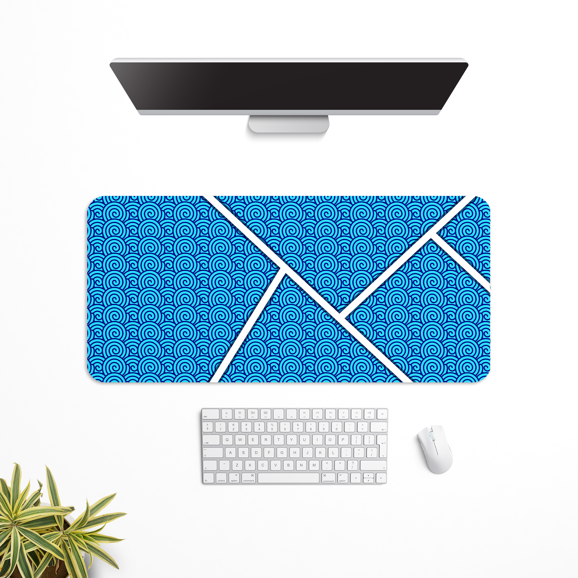 Aqua Spirals Desk Mat | Desk Pad | Mouse Pad