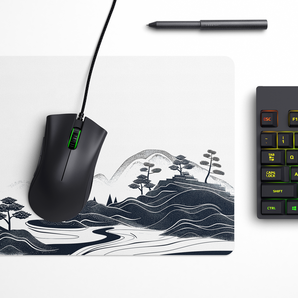 Rising Sun Monochrome Desk Mat | Desk Pad | Mouse Pad