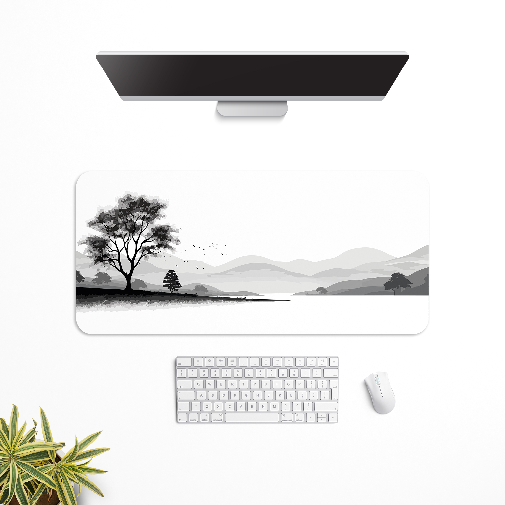 Grey Horizon Monochrome Desk Mat | Desk Pad | Mouse Pad