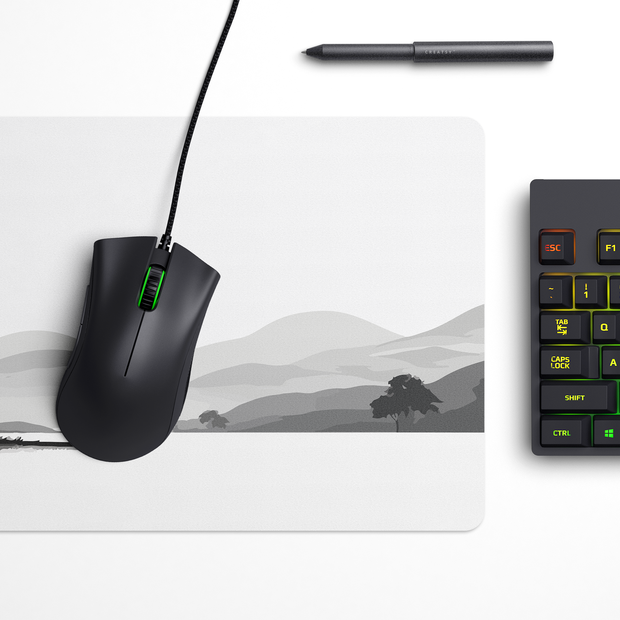 Grey Horizon Monochrome Desk Mat | Desk Pad | Mouse Pad