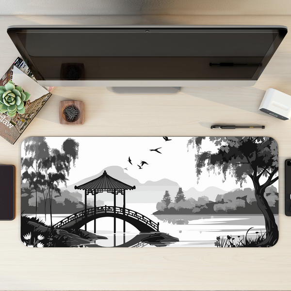 Willow Bridge Monochrome Desk Mat | Desk Pad | Mouse Pad