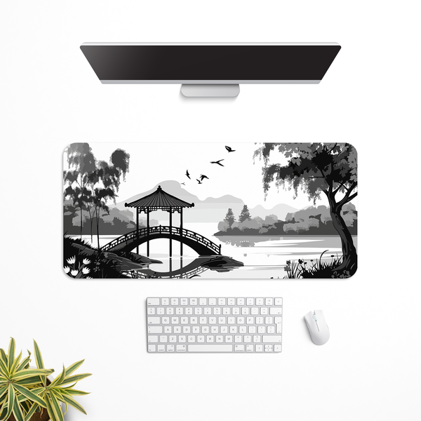 Willow Bridge Monochrome Desk Mat | Desk Pad | Mouse Pad