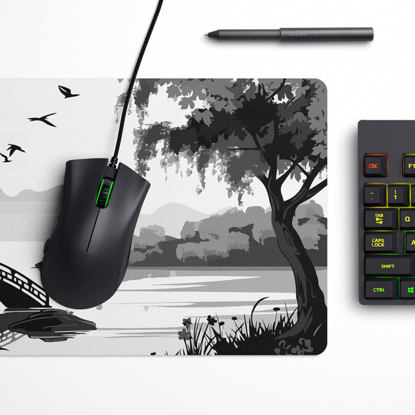 Willow Bridge Monochrome Desk Mat | Desk Pad | Mouse Pad