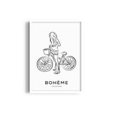 Girl on a cycle Modern Line Wall Art