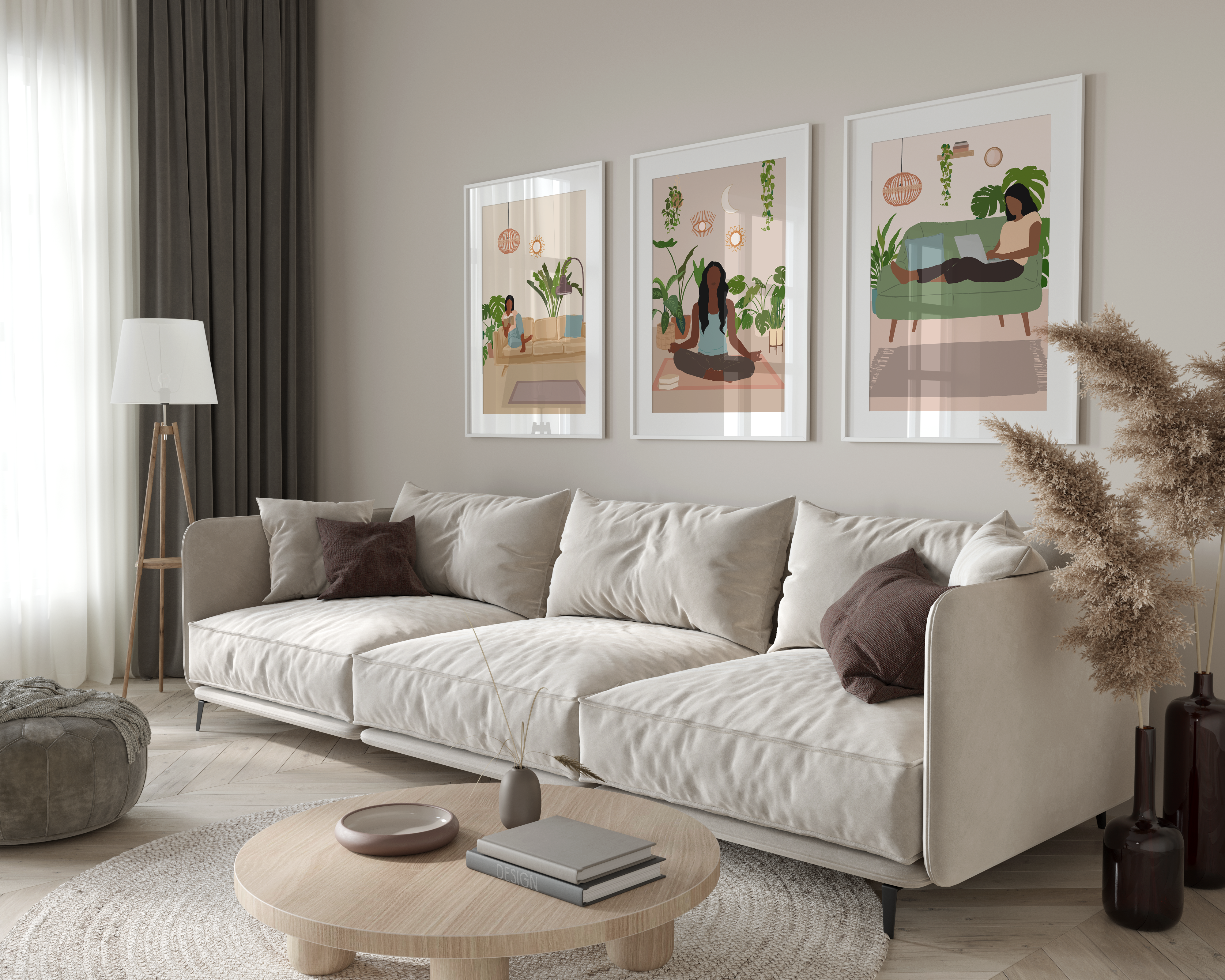 Set of 3 Kind Women Modern Wall Art